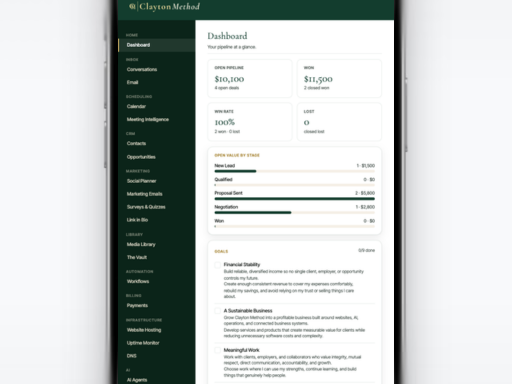 Clayton Method OS dashboard